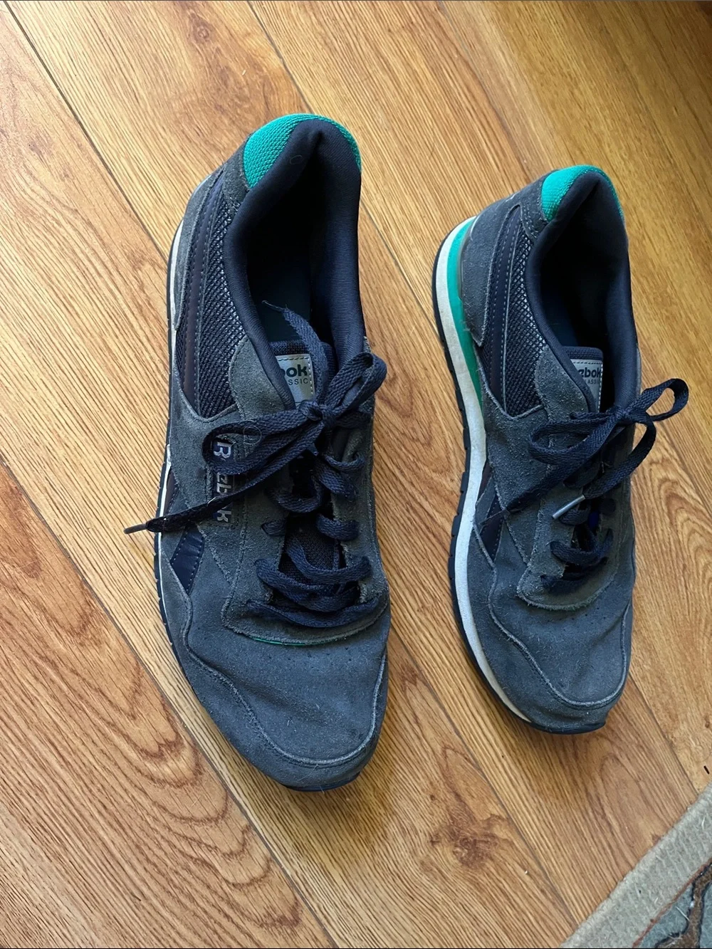 Reebok Black Suede Sneakers with Teal Accent